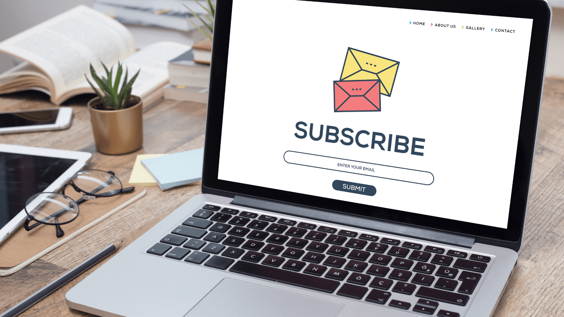 Laptop showing a subscription form, representing a virtual marketing assistant managing email campaigns